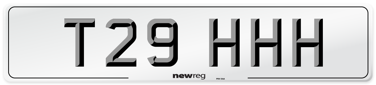 T29 HHH Number Plate from New Reg